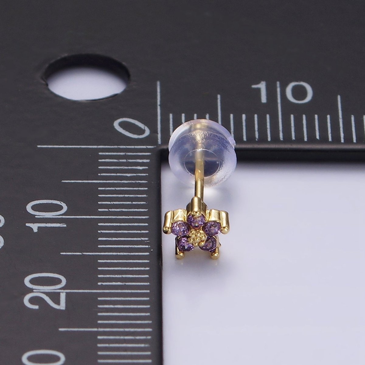 14K Gold Filled 5mm Mini Cubic Zirconia CZ Flower Stud Earrings | AE674 - AE683 - DLUXCA