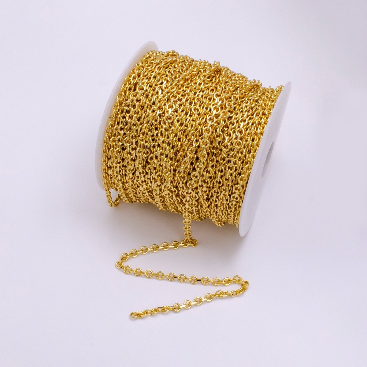 14K Gold Filled 5mm Rolo Edged Cable Unfinished Chain For Jewelry Making | ROLL-1453 - DLUXCA