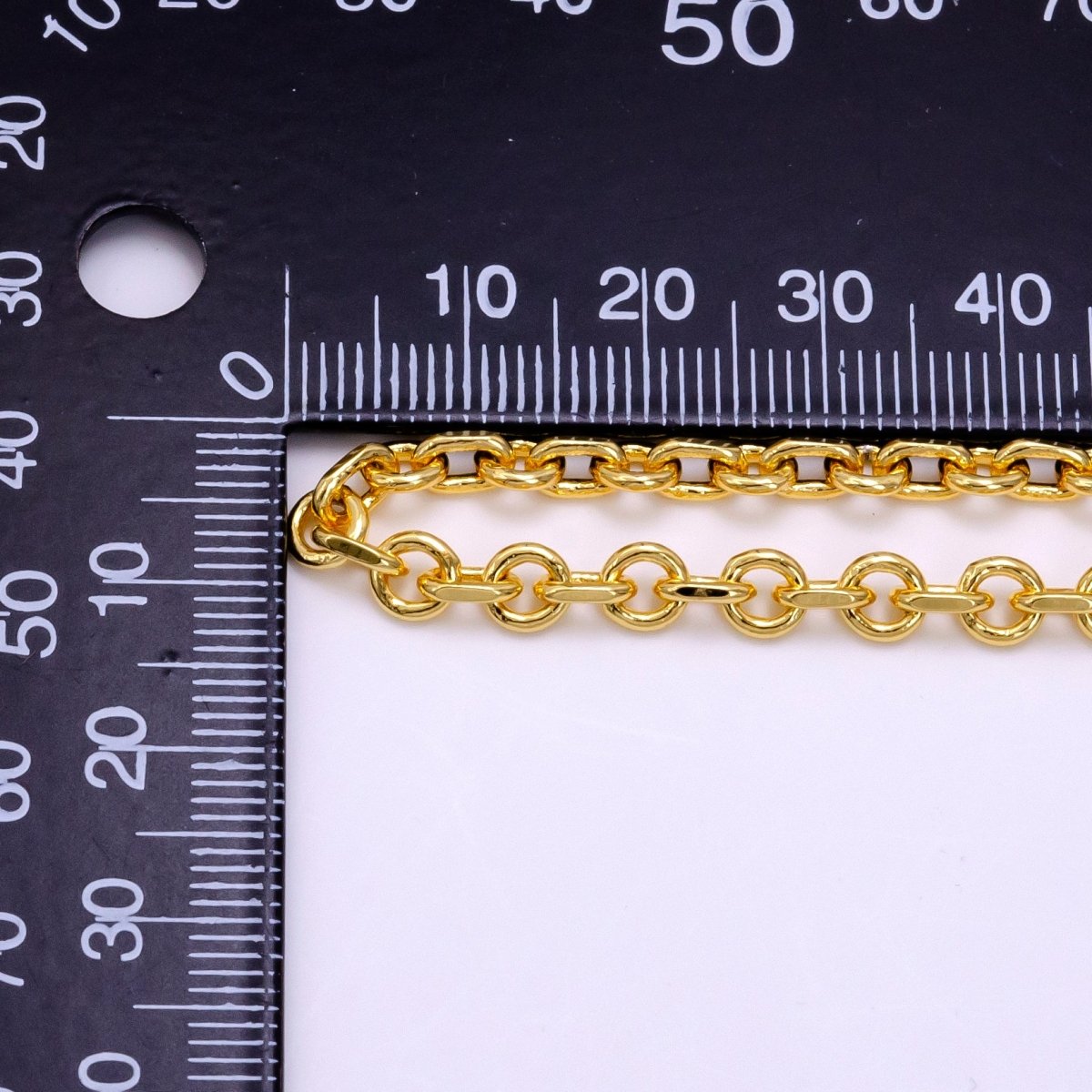 14K Gold Filled 5mm Rolo Edged Cable Unfinished Chain For Jewelry Making | ROLL-1453 - DLUXCA