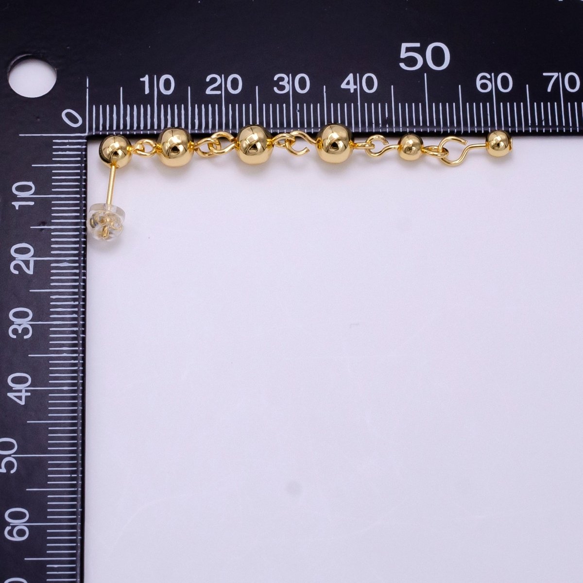 14K Gold Filled 60mm Round Beaded Bubble Minimalist Drop Stud Earrings | AB1102 - DLUXCA