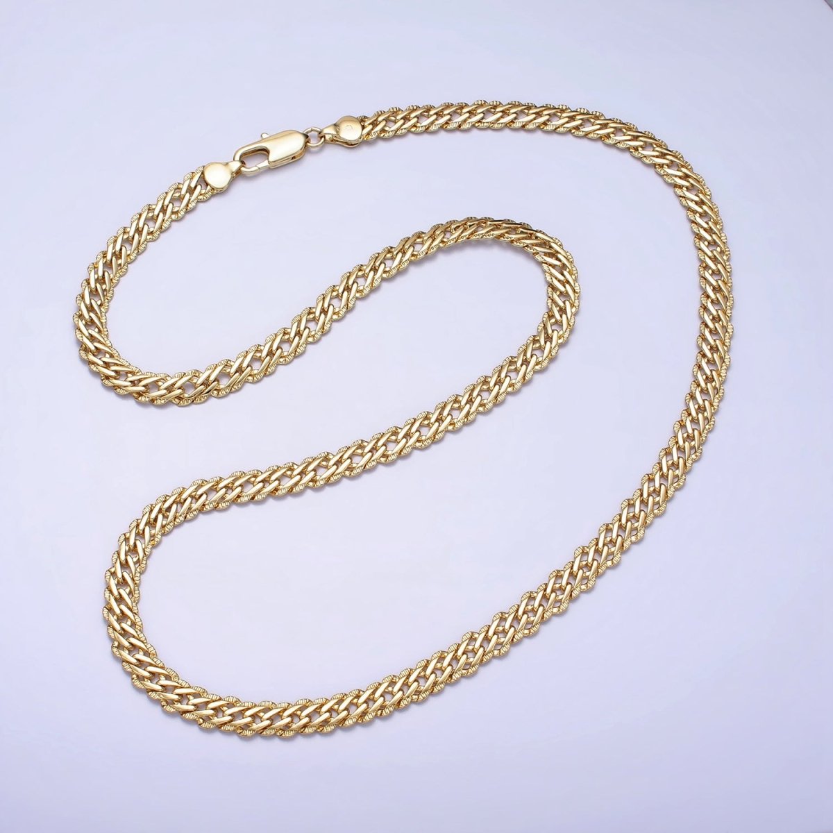 14K Gold Filled 6.6mm Designed Diamond-Cut Curb 21 Inch, 19.5 Inch, 24 Inch Layering Chain Necklace | WA-1734 WA-1738 WA-1739 Clearance Pricing - DLUXCA