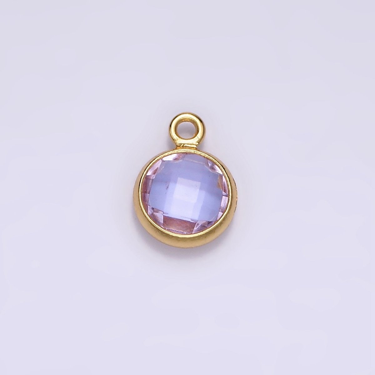 14K Gold Filled 7mm, 9mm Purple Multifaceted Birthstone Round Charm in Gold & Silver | AC894 - AC897 - DLUXCA