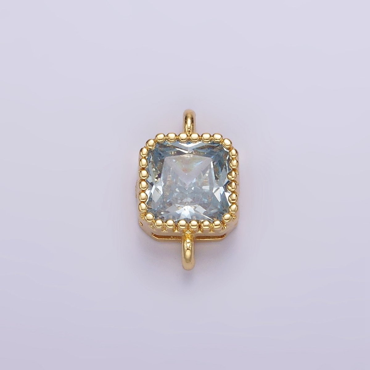 14K Gold Filled 7mm Blue, Baby Blue CZ Square Bezel Connector | G172 G173 - DLUXCA