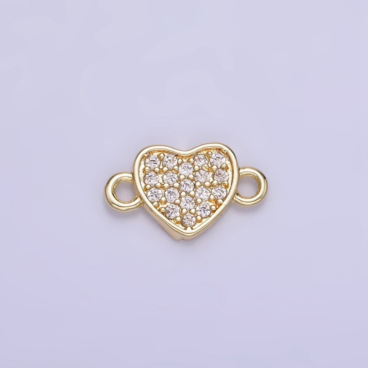 14K Gold Filled 7mm Micro Paved CZ Heart Mini Connector | G290 - DLUXCA