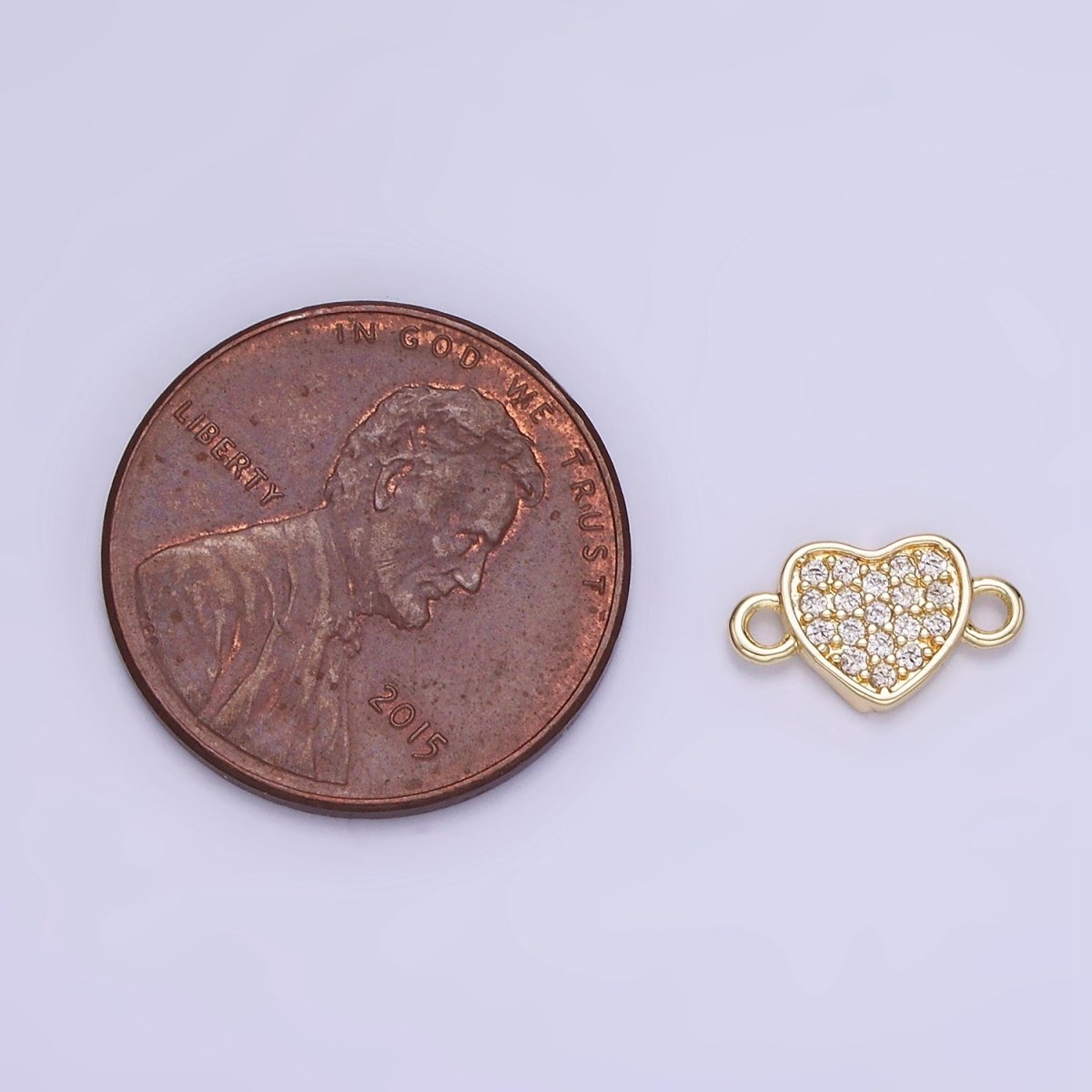 14K Gold Filled 7mm Micro Paved CZ Heart Mini Connector | G290 - DLUXCA