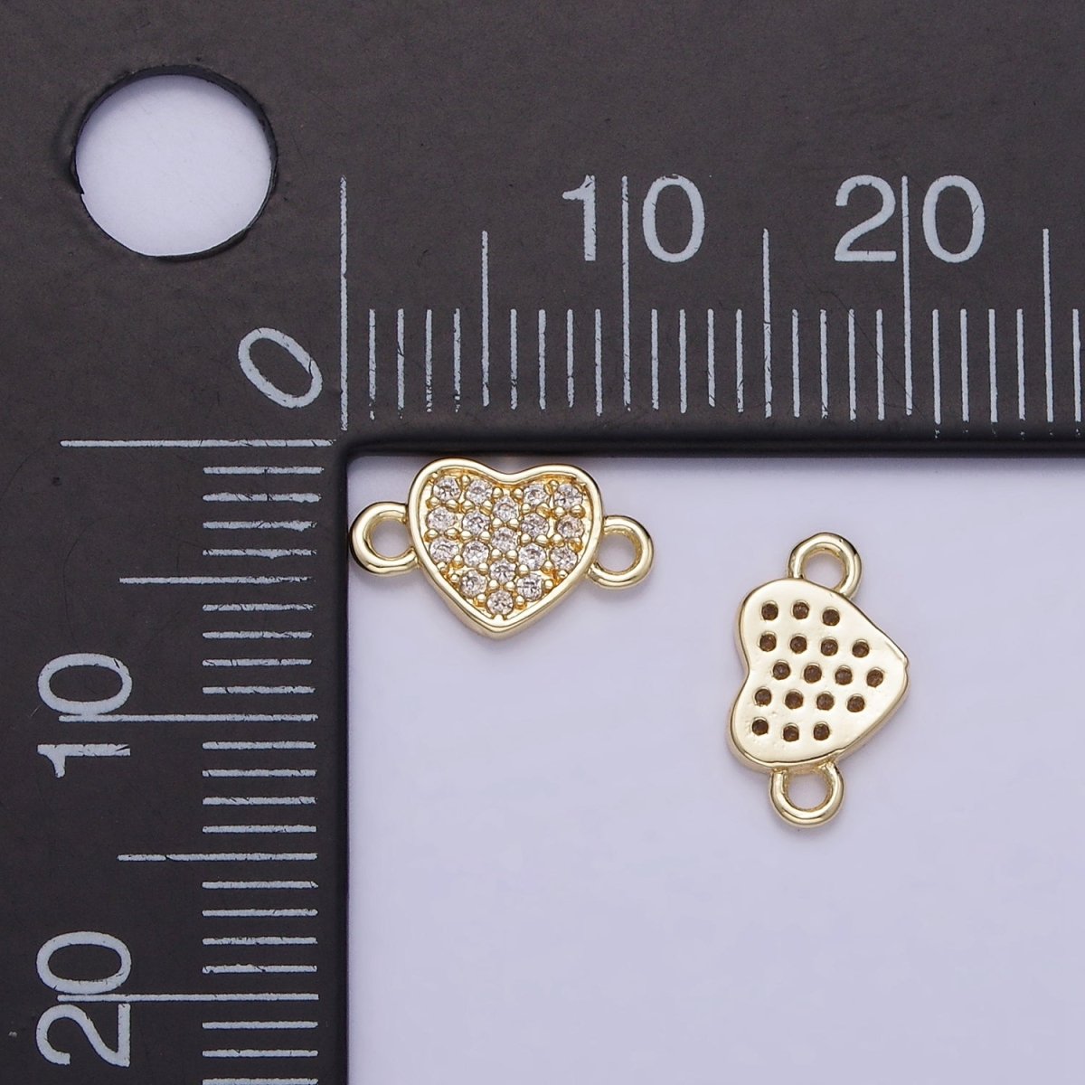 14K Gold Filled 7mm Micro Paved CZ Heart Mini Connector | G290 - DLUXCA