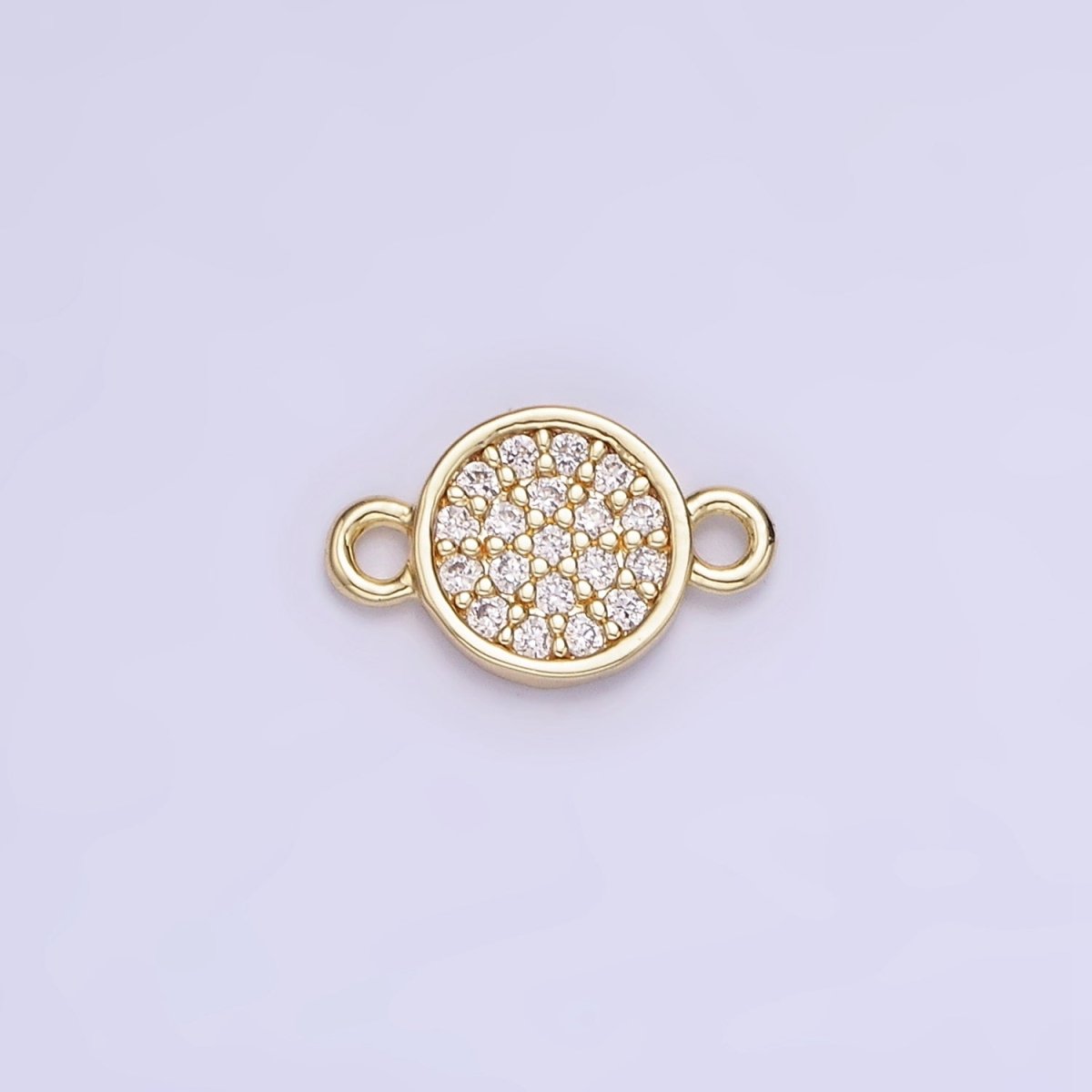 14K Gold Filled 7mm Micro Paved CZ Round Mini Connector | G291 - DLUXCA