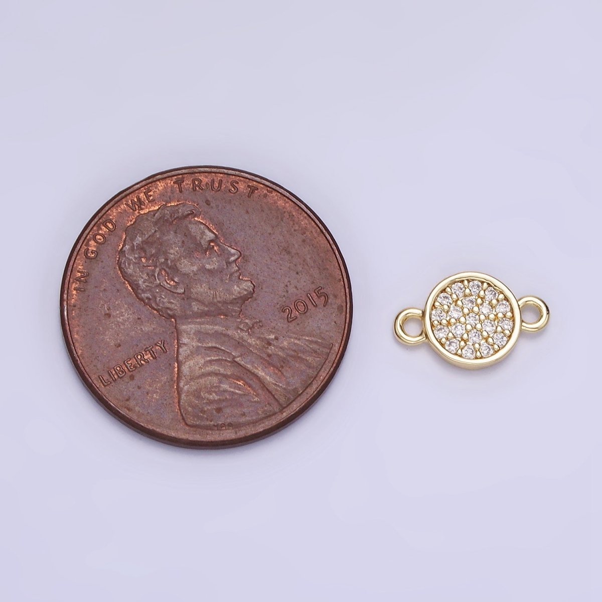 14K Gold Filled 7mm Micro Paved CZ Round Mini Connector | G291 - DLUXCA