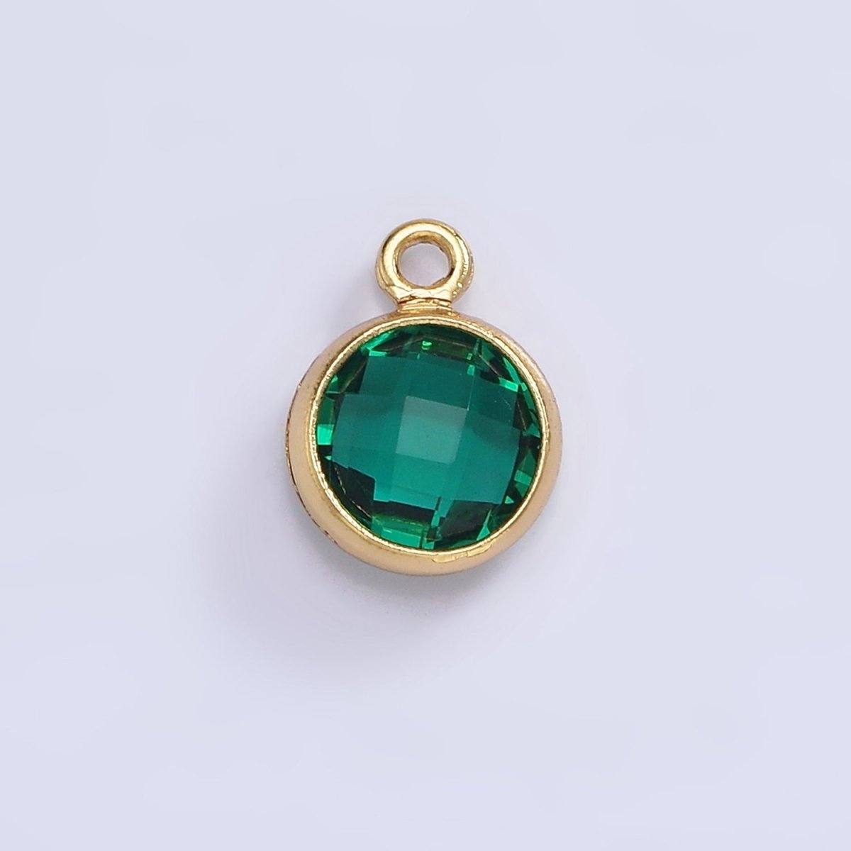14K Gold Filled 7mm Multifaceted Birthstone CZ Round Personalized Charm | N1185 - N1196 - DLUXCA