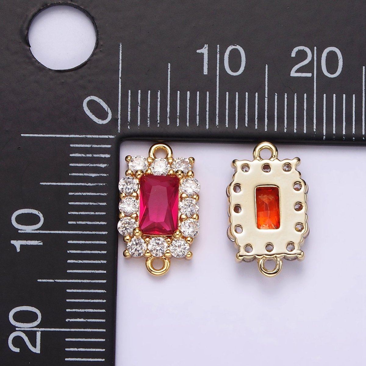 14K Gold Filled 8mm Baguette CZ Micro Paved Birth Month Personalized Connector | G-129 - G-142 - DLUXCA