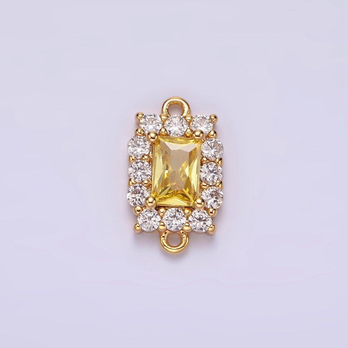 14K Gold Filled 8mm Baguette CZ Micro Paved Birth Month Personalized Connector | G-129 - G-142 - DLUXCA