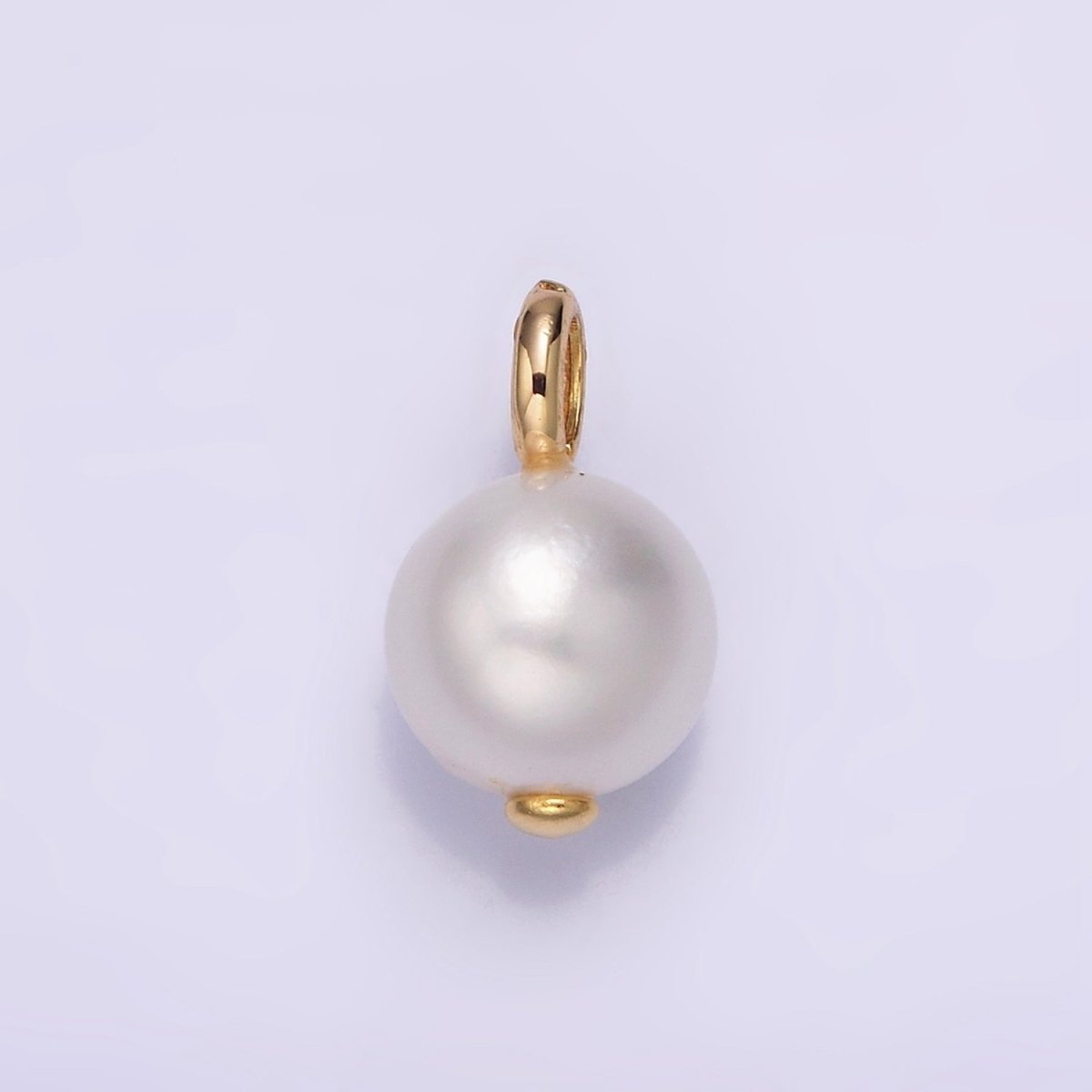 14K Gold Filled 8mm Freshwater Pearl Button Charm & Pendant | P1599 P1610 - DLUXCA