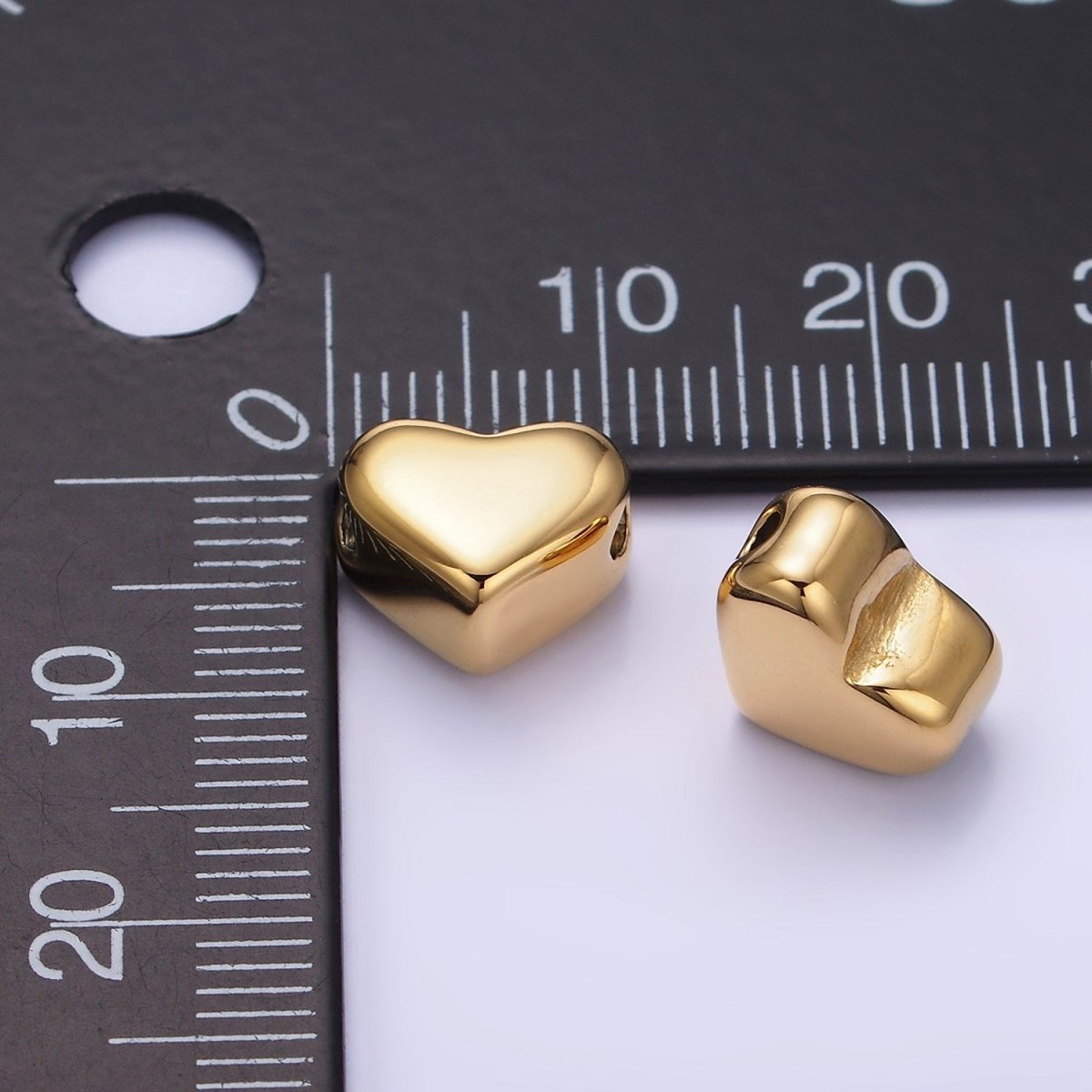 14K Gold Filled 9mm Chubby Minimalist Heart Bead | B884 - DLUXCA