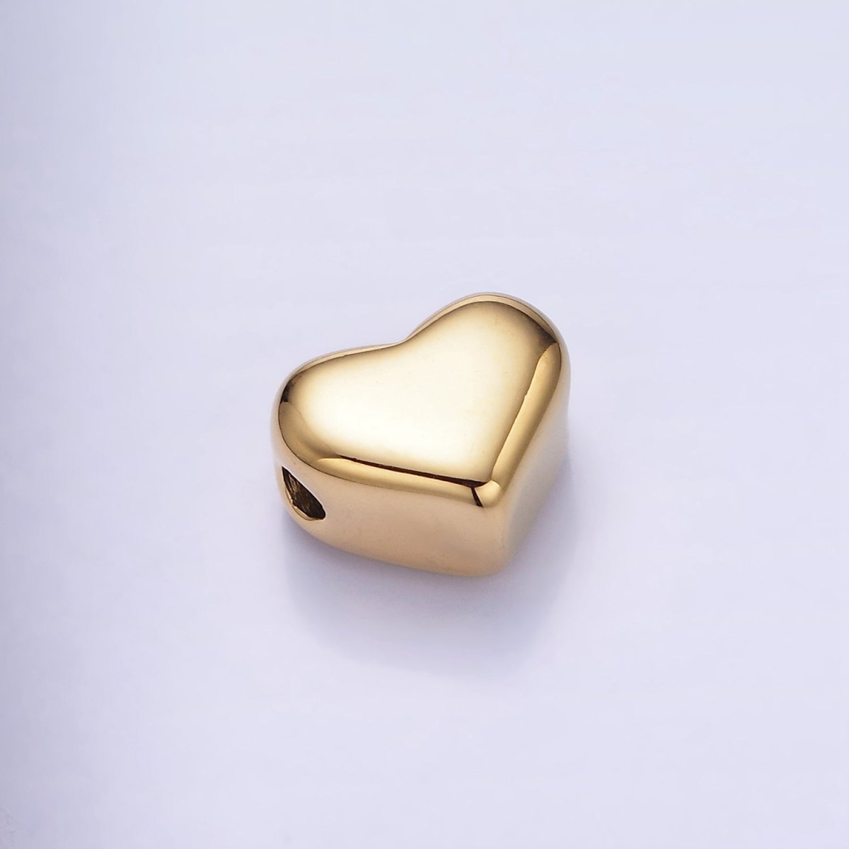 14K Gold Filled 9mm Chubby Minimalist Heart Bead | B884 - DLUXCA