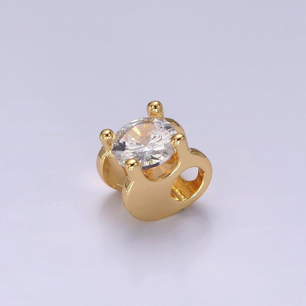 14K Gold Filled 9mm Clear CZ Round Claw Bead | B841 - DLUXCA