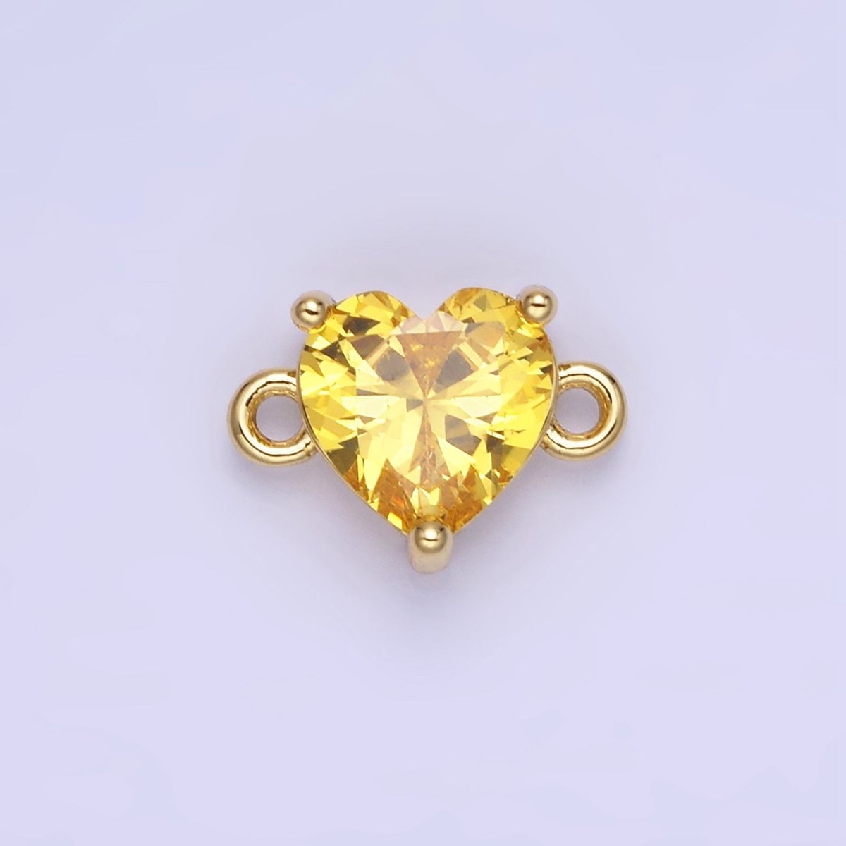 14K Gold Filled 9mm CZ Cubic Zirconia Heart Connector | G324 - DLUXCA
