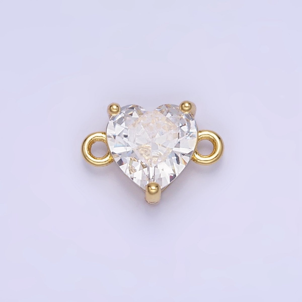 14K Gold Filled 9mm CZ Cubic Zirconia Heart Connector | G324 - DLUXCA