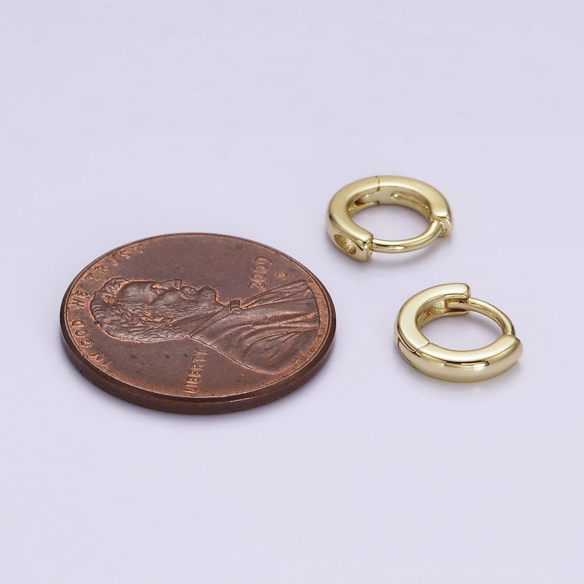 14K Gold Filled 9mm Mini Flat Cartilage Huggie Earrings | AE808 - DLUXCA