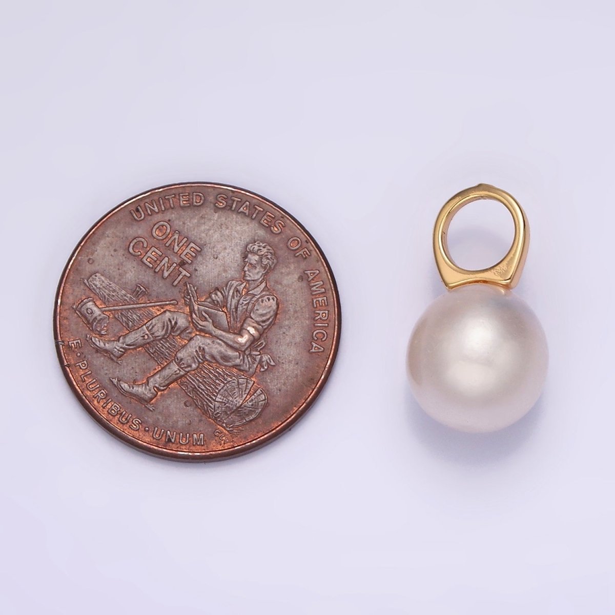 14K Gold Filled 9mm Round Sphere Ball White Freshwater Pearl Drop Personalized Earring Pendant | P1605 P1606 - DLUXCA