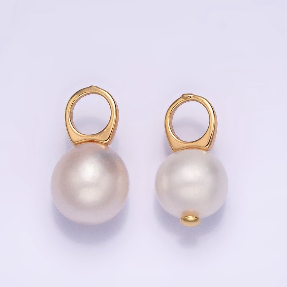 14K Gold Filled 9mm Round Sphere Ball White Freshwater Pearl Drop Personalized Earring Pendant | P1605 P1606 - DLUXCA