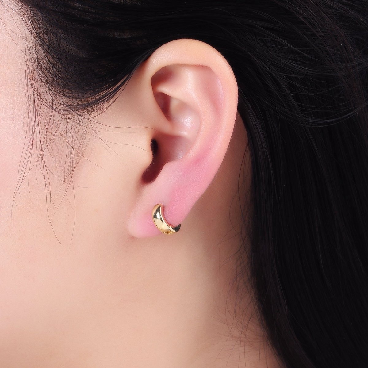 14K Gold Filled 9mm Wide Minimalist Cartilage Huggie Earrings | AB1333 - DLUXCA