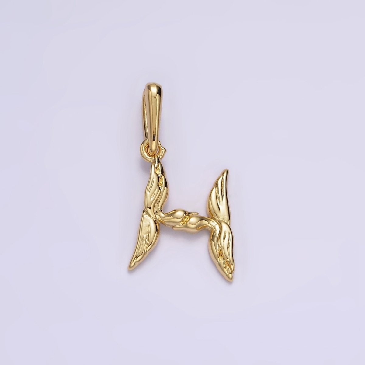 14K Gold Filled A-Z Initial Letter Angel Wings Inspired Charm Personalized Alphabet Pendant | A963~A988 - DLUXCA