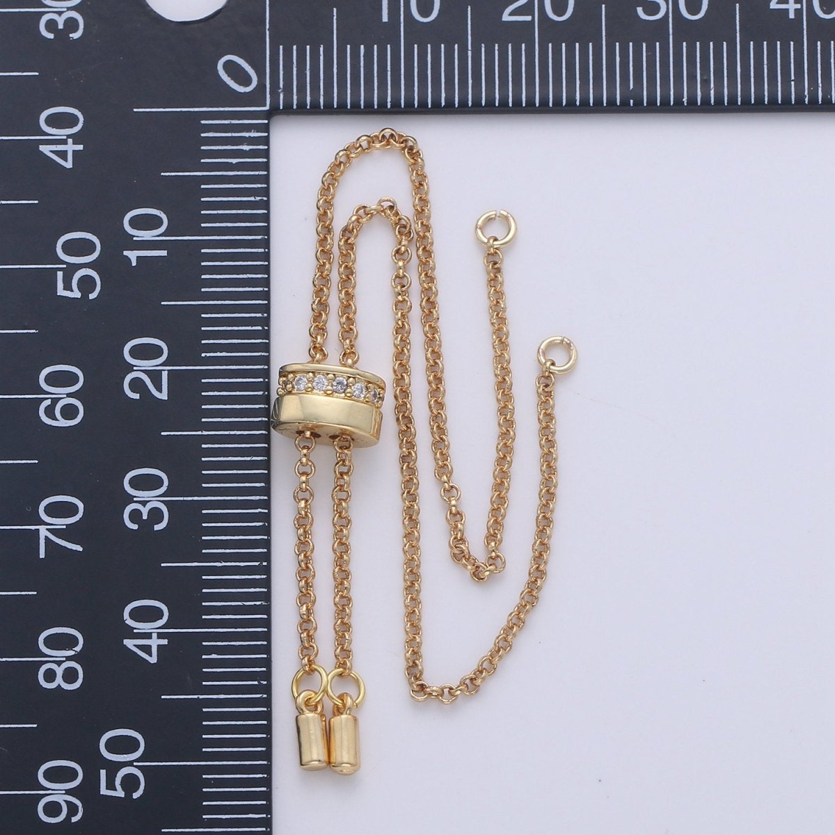 14k Gold Filled Adjustable Bracelet Half finished Chain Bracelet rubber stopper Silver Rolo Chain Wholesale 1pc/10pcs - DLUXCA