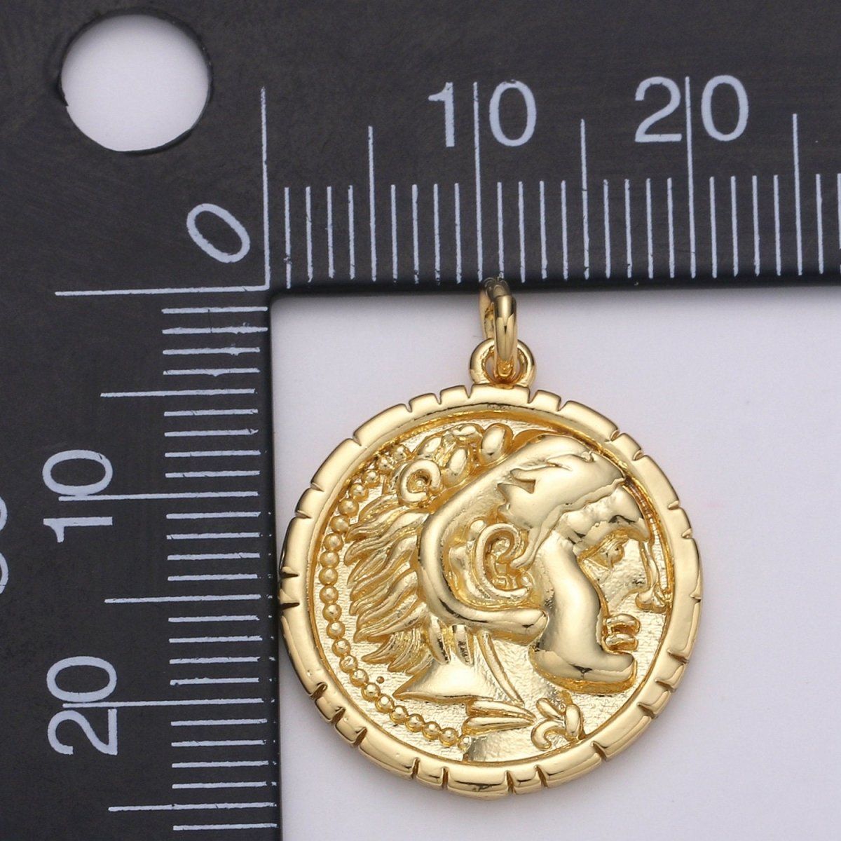 14k Gold Filled Alexander the Great Greek Warrior Coin Medallion, Ancient Gold Coin Pendant, Jewelry DIY, Necklace Pendant, Wristlet Charm D-149 - DLUXCA