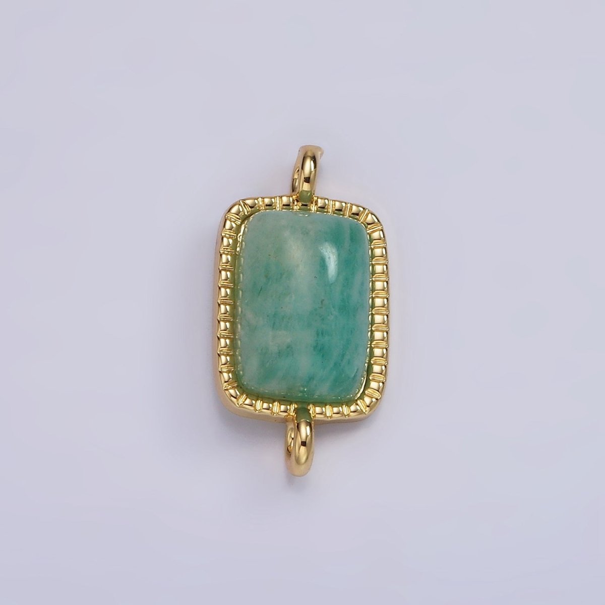 14K Gold Filled Amazonite, Moonstone, Labradorite Dotted Bezel Rectangular Connector | G-219 - G-221 - DLUXCA