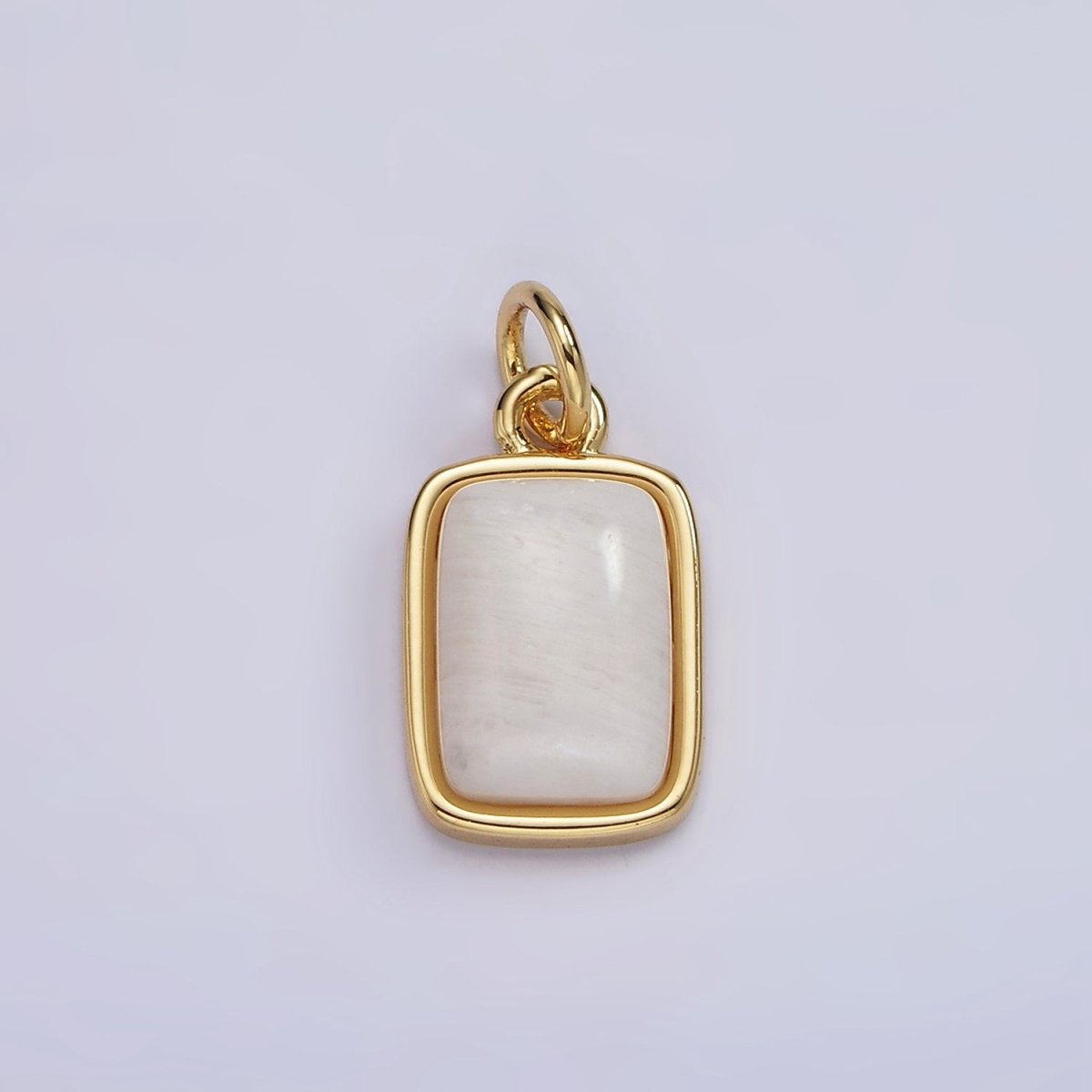 14K Gold Filled Amazonite, Moonstone, Labradorite Rectangular Bezel Charm | AG-540 - AG-542 - DLUXCA