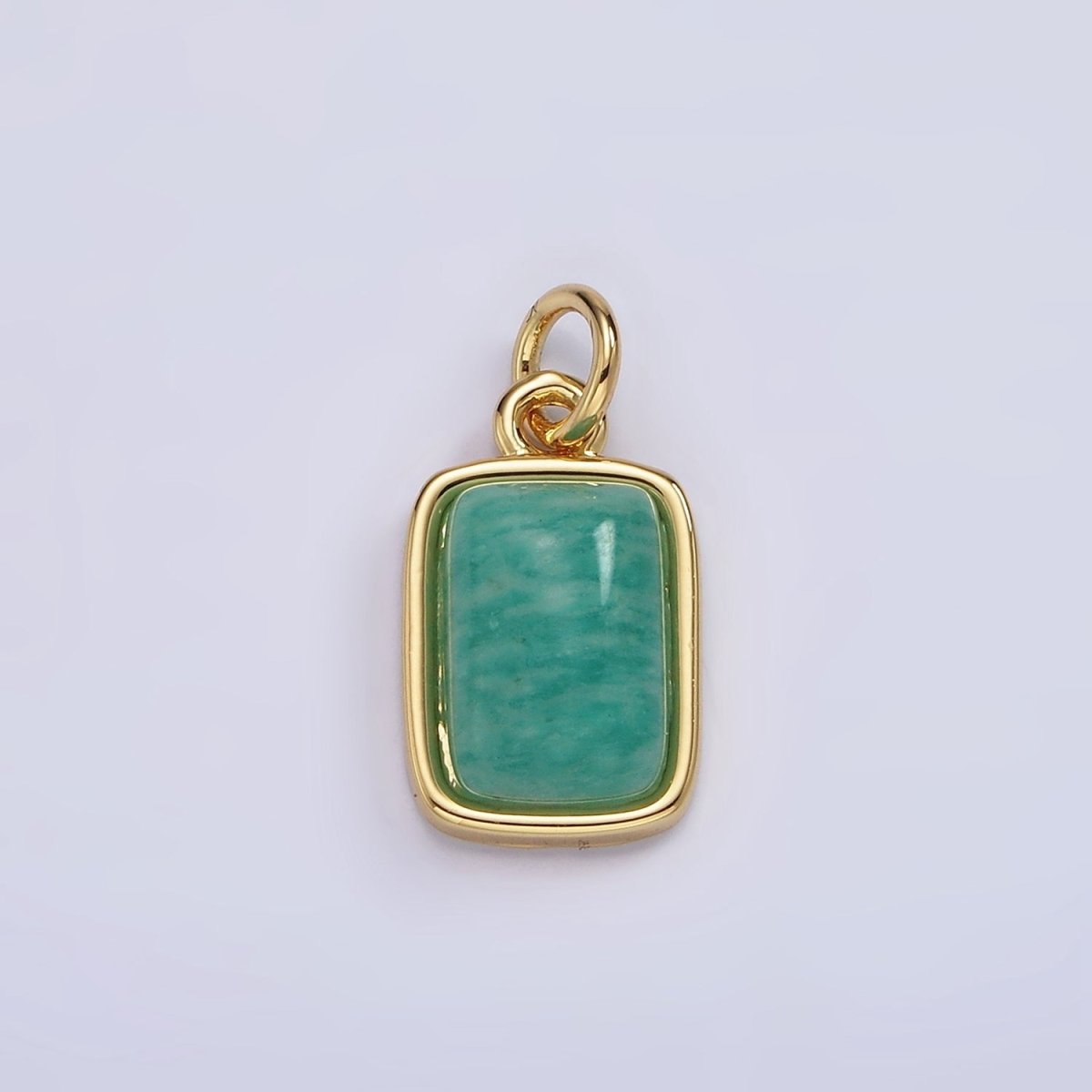 14K Gold Filled Amazonite, Moonstone, Labradorite Rectangular Bezel Charm | AG-540 - AG-542 - DLUXCA