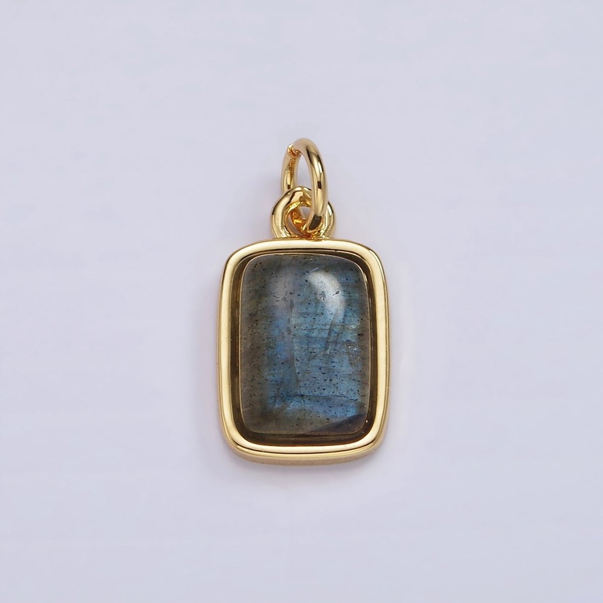 14K Gold Filled Amazonite, Moonstone, Labradorite Rectangular Bezel Charm | AG-540 - AG-542 - DLUXCA