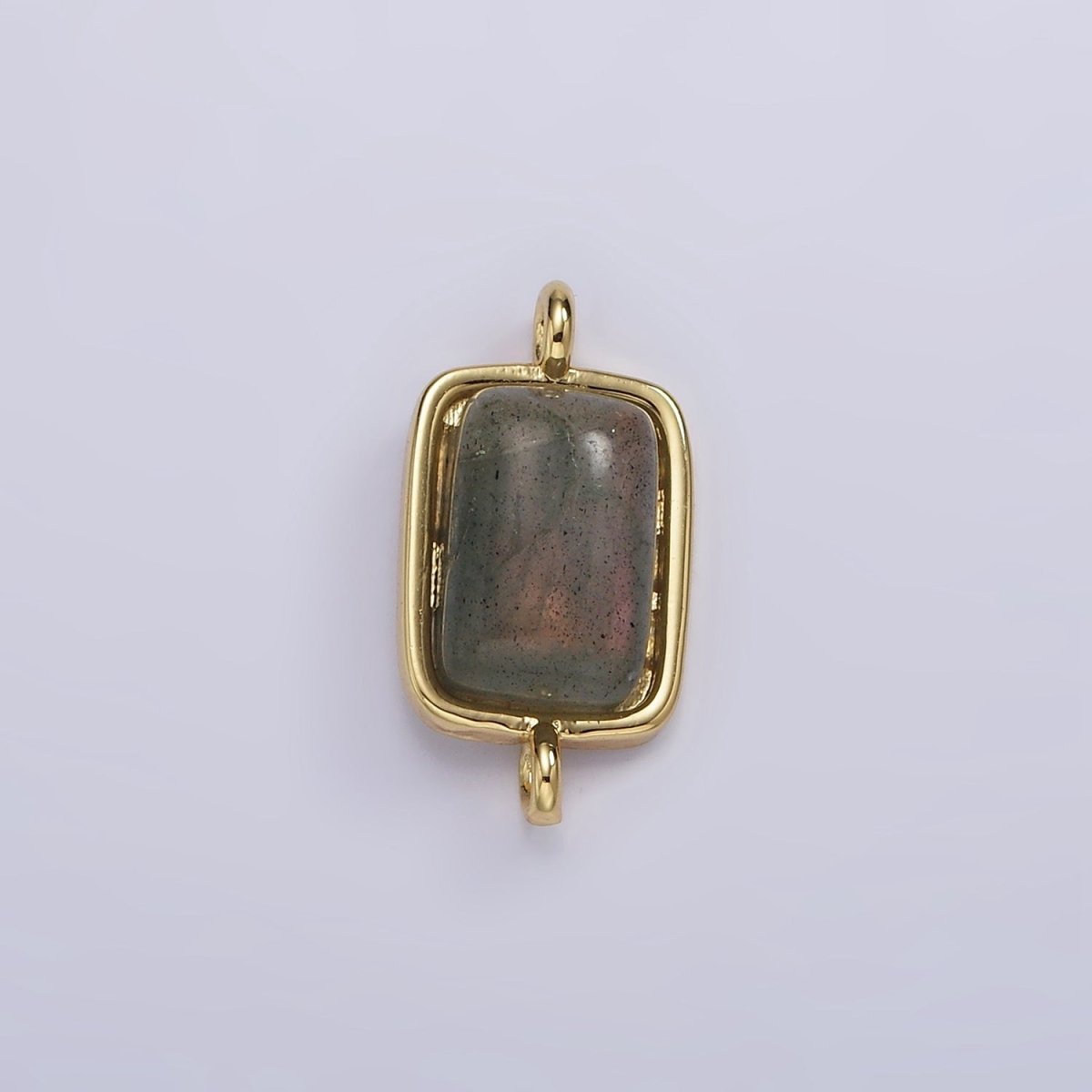 14K Gold Filled Amazonite, Moonstone, Labradorite Rectangular Bezel Connector | G222 - G224 - DLUXCA