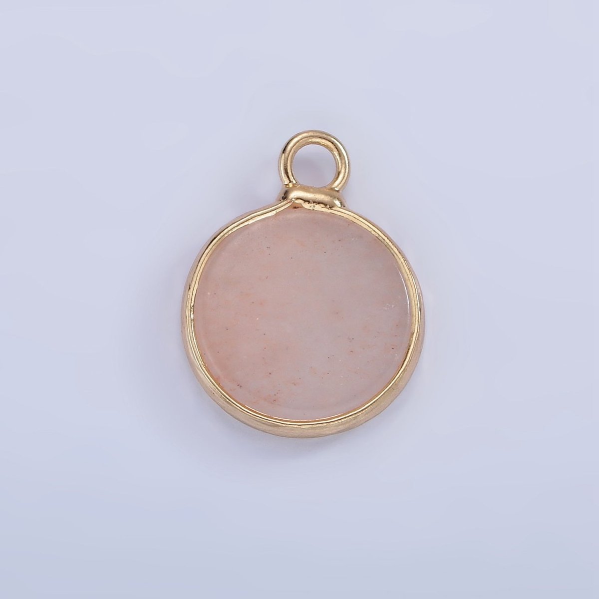 14K Gold Filled Amazonite, Pink Quartz, Onyx, Howlite, Blue Lapis Round Bezel Charm | N1691 - N1695 - DLUXCA