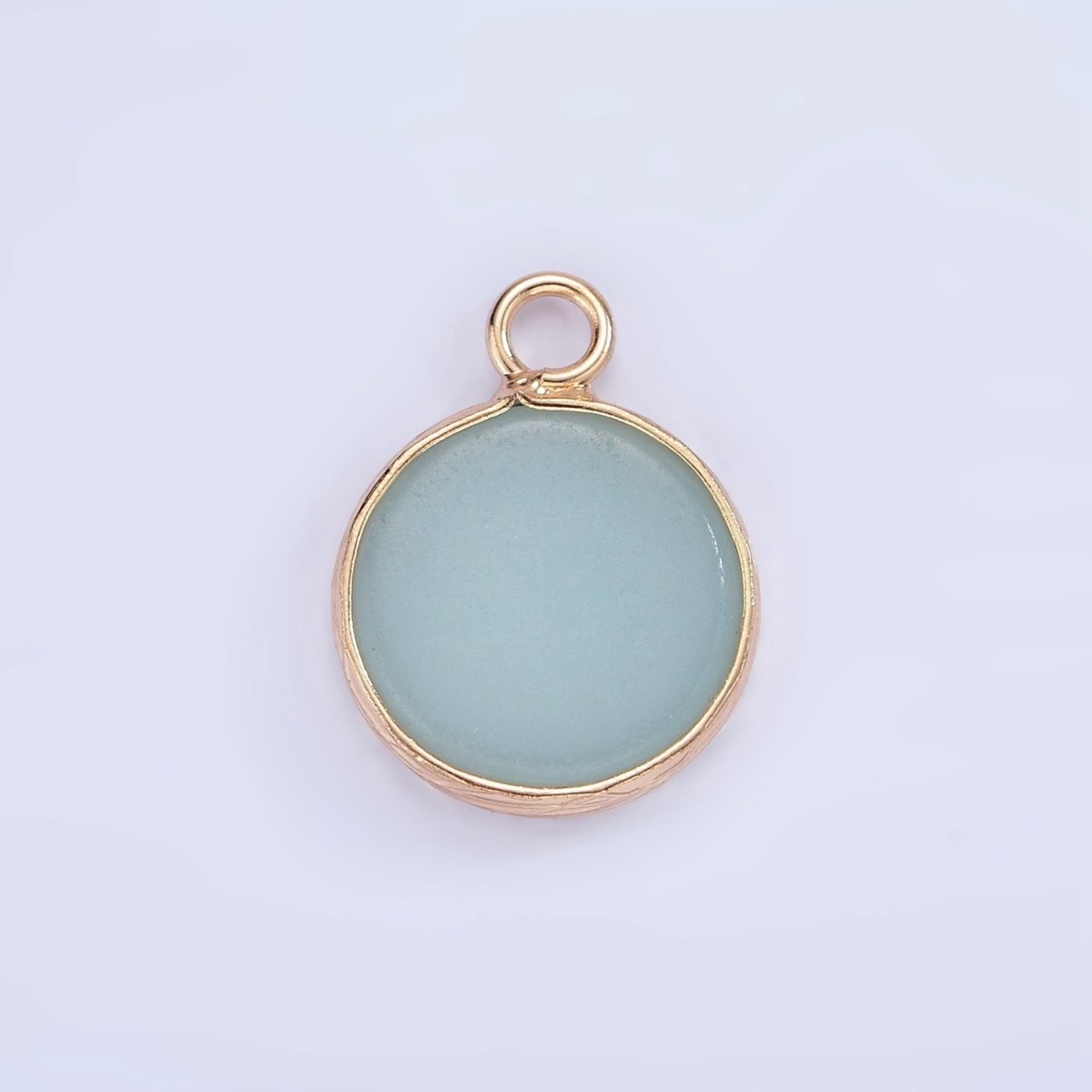 14K Gold Filled Amazonite, Pink Quartz, Onyx, Howlite, Blue Lapis Round Bezel Charm | N1691 - N1695 - DLUXCA