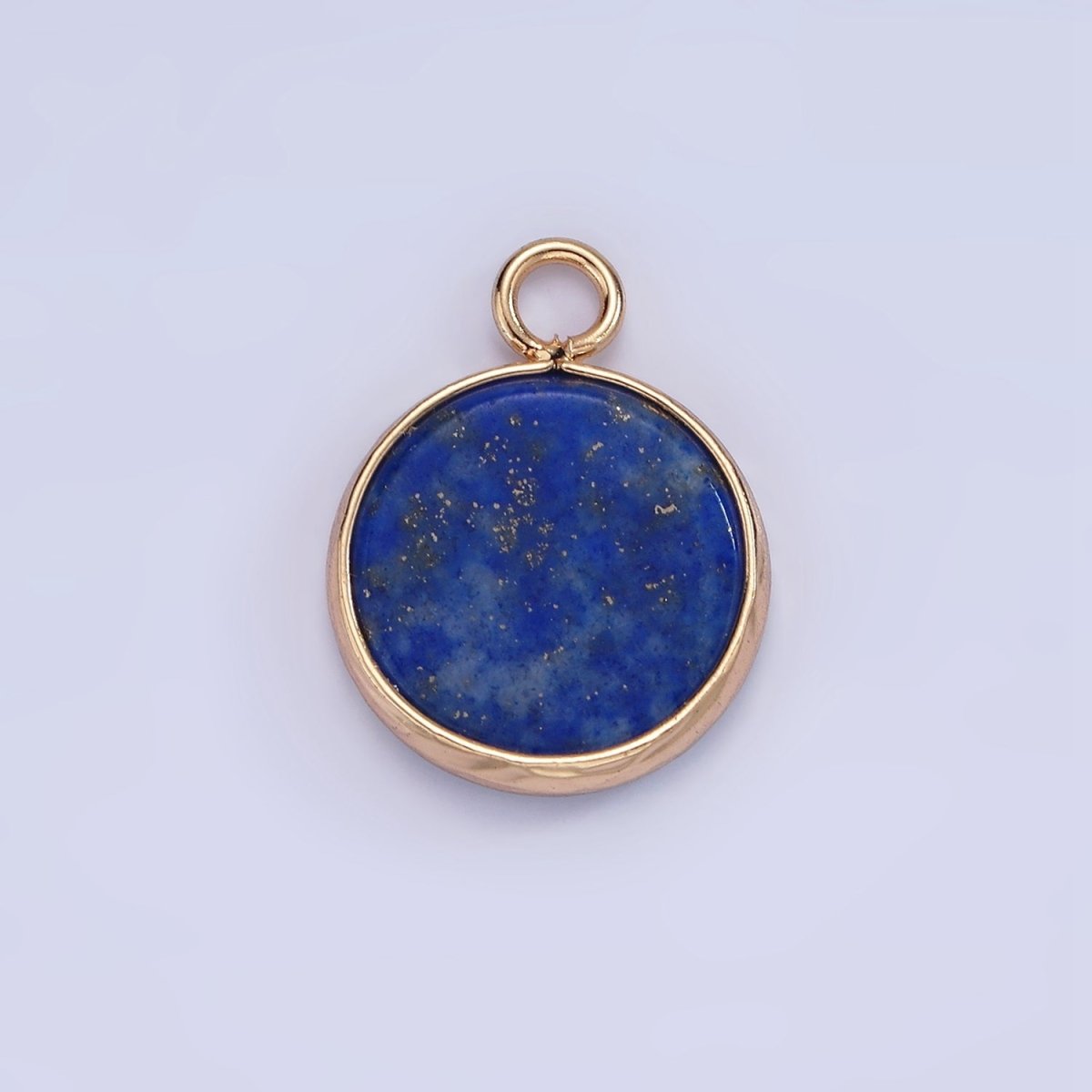 14K Gold Filled Amazonite, Pink Quartz, Onyx, Howlite, Blue Lapis Round Bezel Charm | N1691 - N1695 - DLUXCA