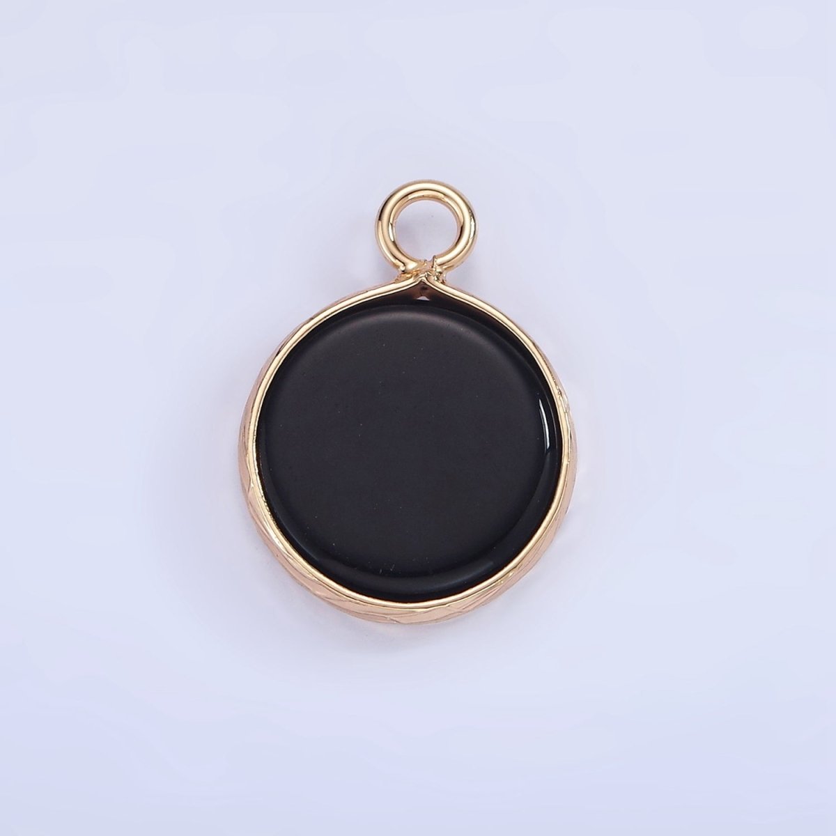 14K Gold Filled Amazonite, Pink Quartz, Onyx, Howlite, Blue Lapis Round Bezel Charm | N1691 - N1695 - DLUXCA