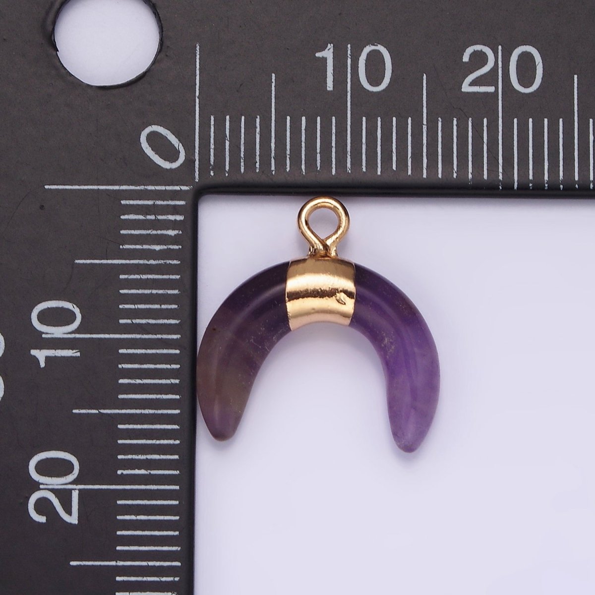 14K Gold Filled Amethyst, Amazonite, Howlite Crescent Horn Molten Charm | N1734 - N1736 - DLUXCA