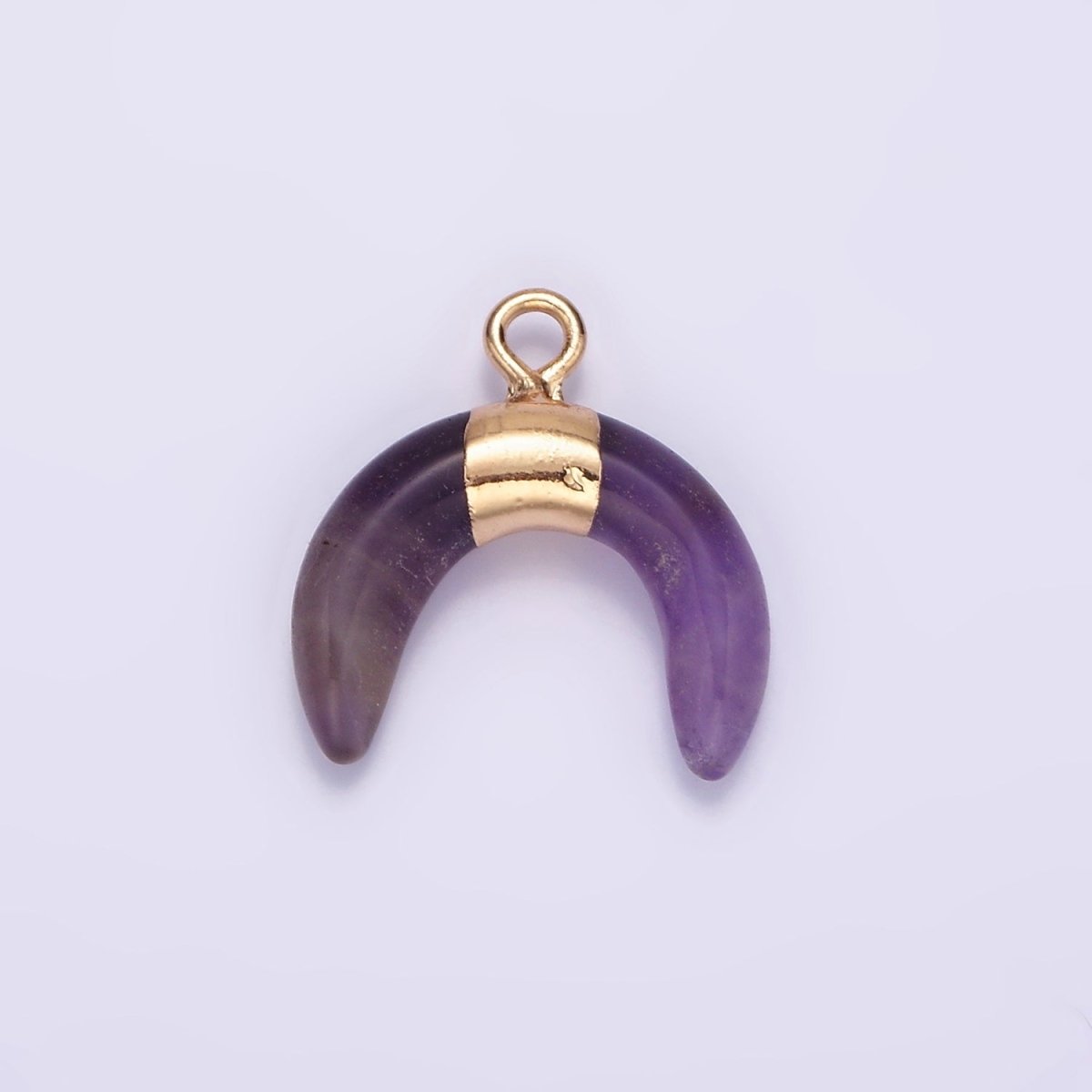 14K Gold Filled Amethyst, Amazonite, Howlite Crescent Horn Molten Charm | N1734 - N1736 - DLUXCA