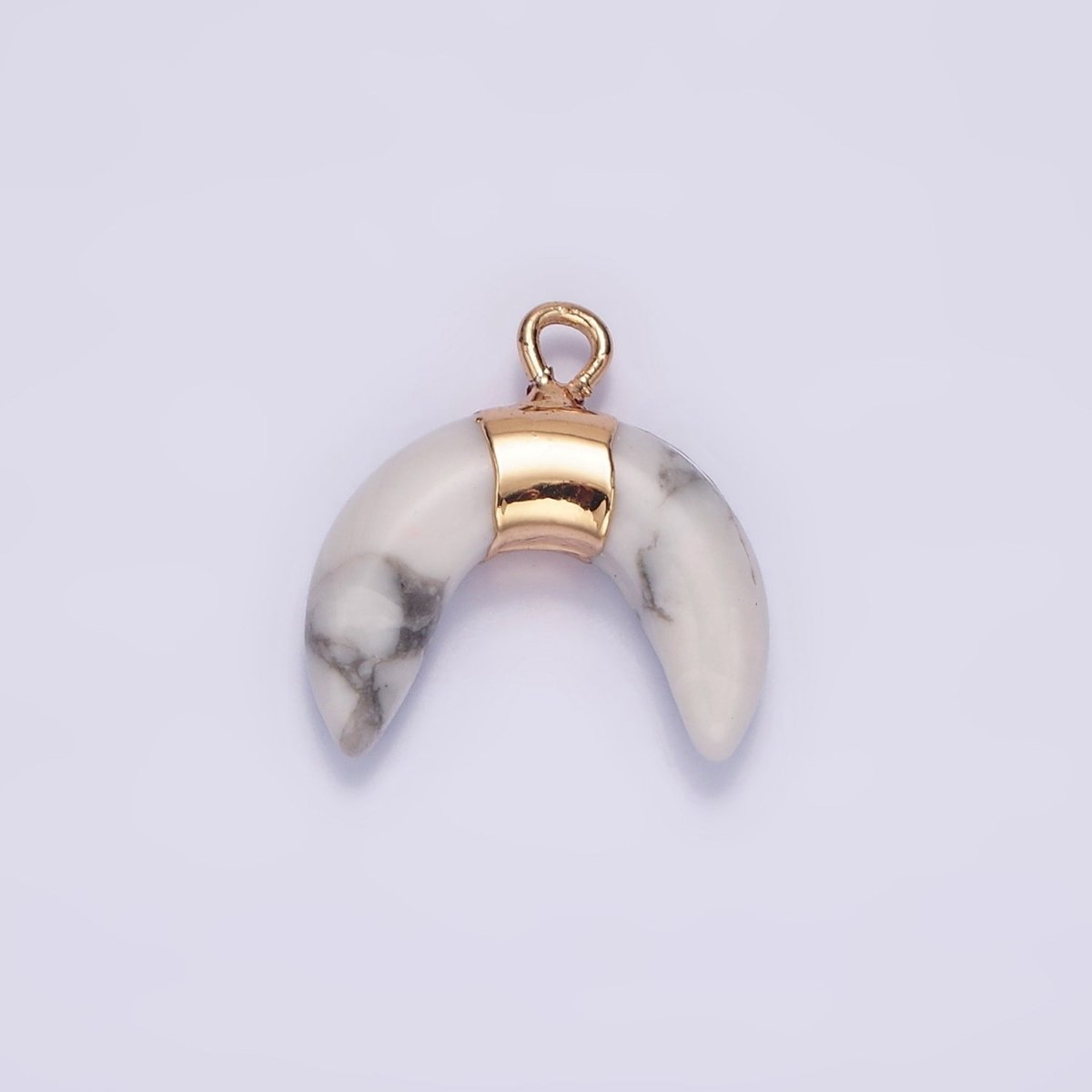 14K Gold Filled Amethyst, Amazonite, Howlite Crescent Horn Molten Charm | N1734 - N1736 - DLUXCA