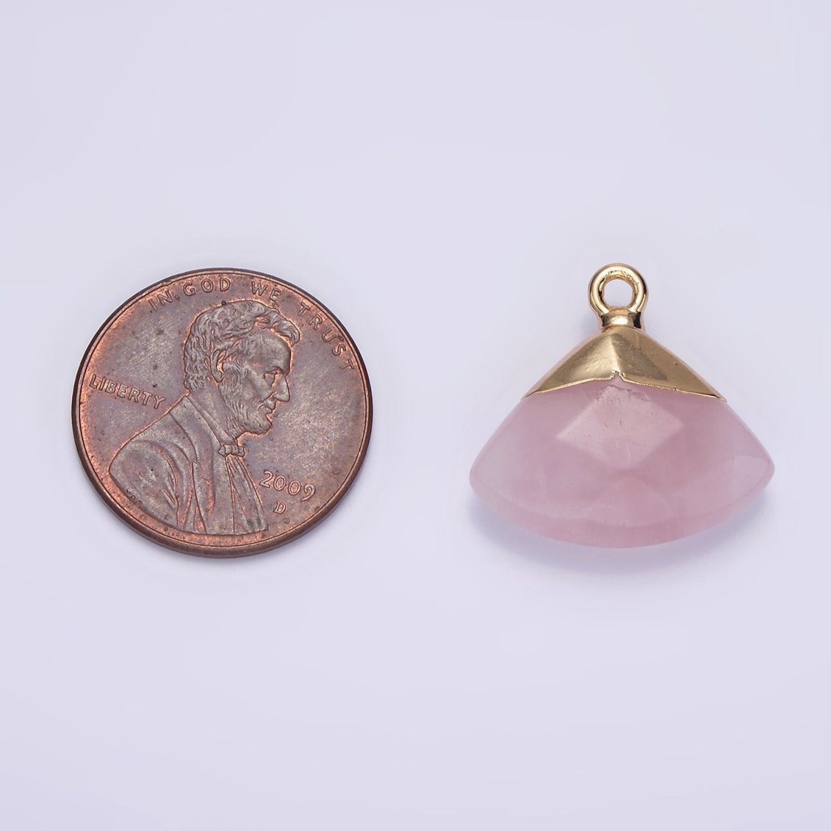 14K Gold Filled Amethyst, Aventurine, Rose Quartz, Clear Quartz, Amazonite Triangle Fan Molten Charm | N1737 - N1741 - DLUXCA