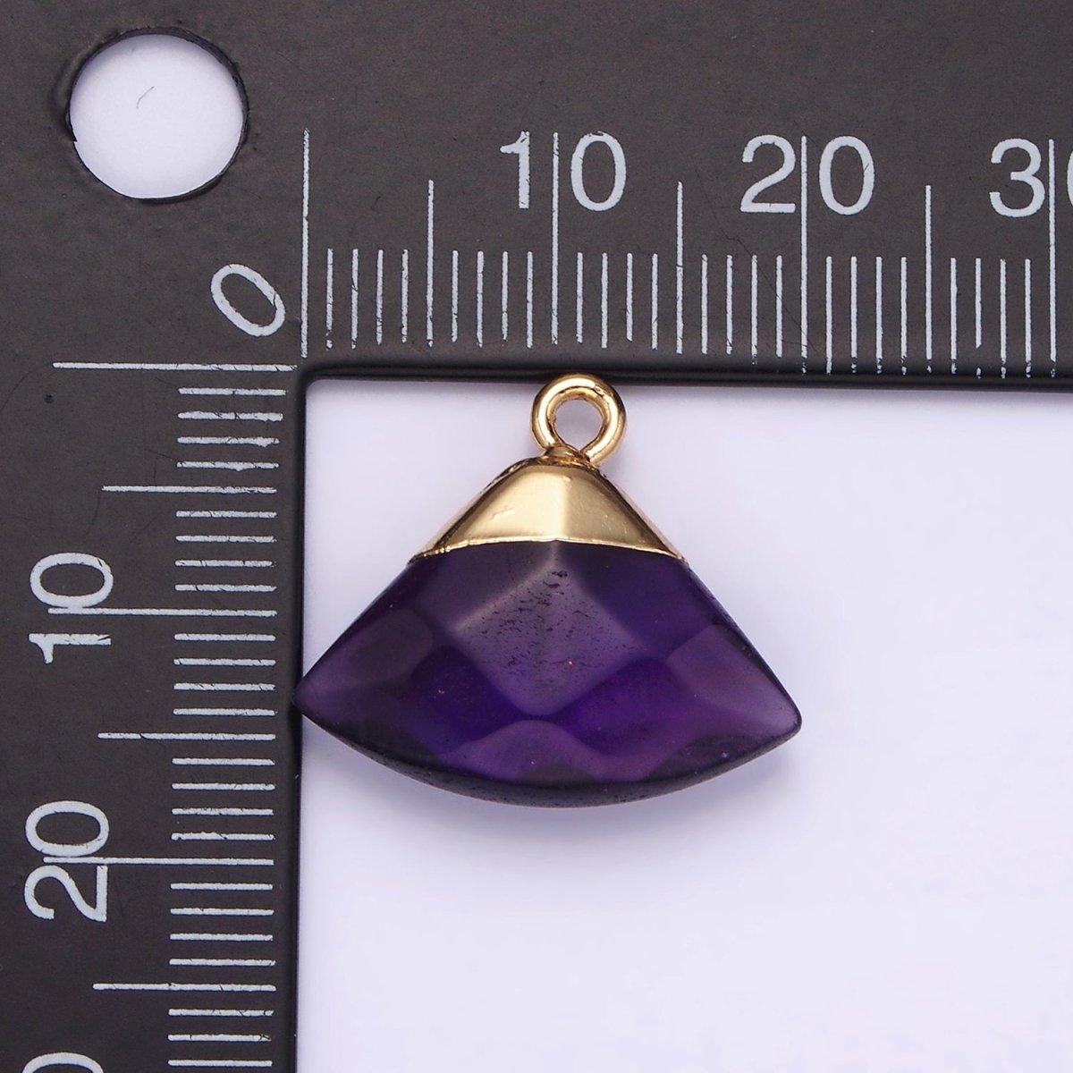 14K Gold Filled Amethyst, Aventurine, Rose Quartz, Clear Quartz, Amazonite Triangle Fan Molten Charm | N1737 - N1741 - DLUXCA