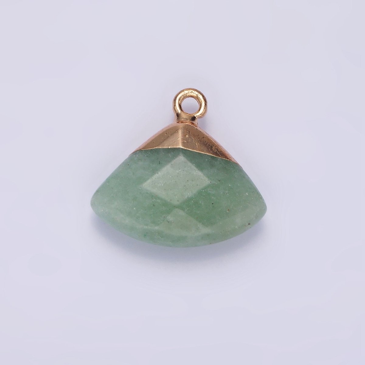 14K Gold Filled Amethyst, Aventurine, Rose Quartz, Clear Quartz, Amazonite Triangle Fan Molten Charm | N1737 - N1741 - DLUXCA