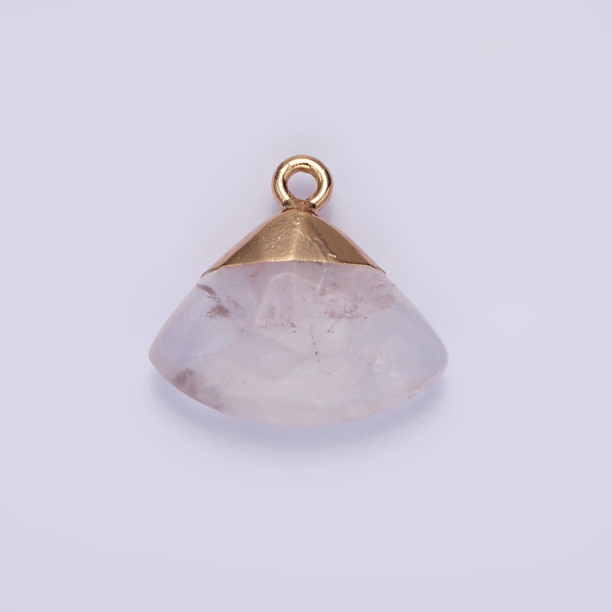 14K Gold Filled Amethyst, Aventurine, Rose Quartz, Clear Quartz, Amazonite Triangle Fan Molten Charm | N1737 - N1741 - DLUXCA