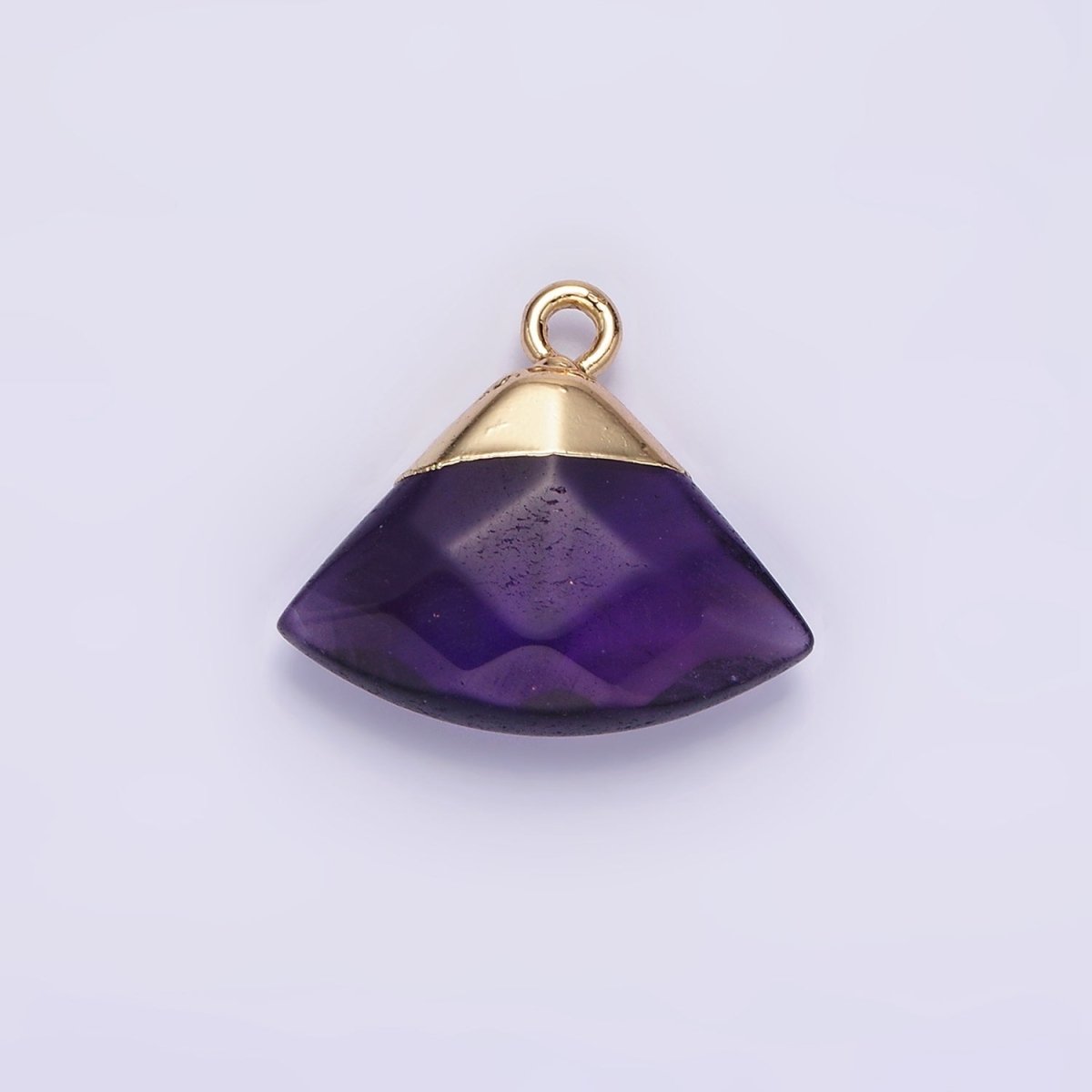 14K Gold Filled Amethyst, Aventurine, Rose Quartz, Clear Quartz, Amazonite Triangle Fan Molten Charm | N1737 - N1741 - DLUXCA