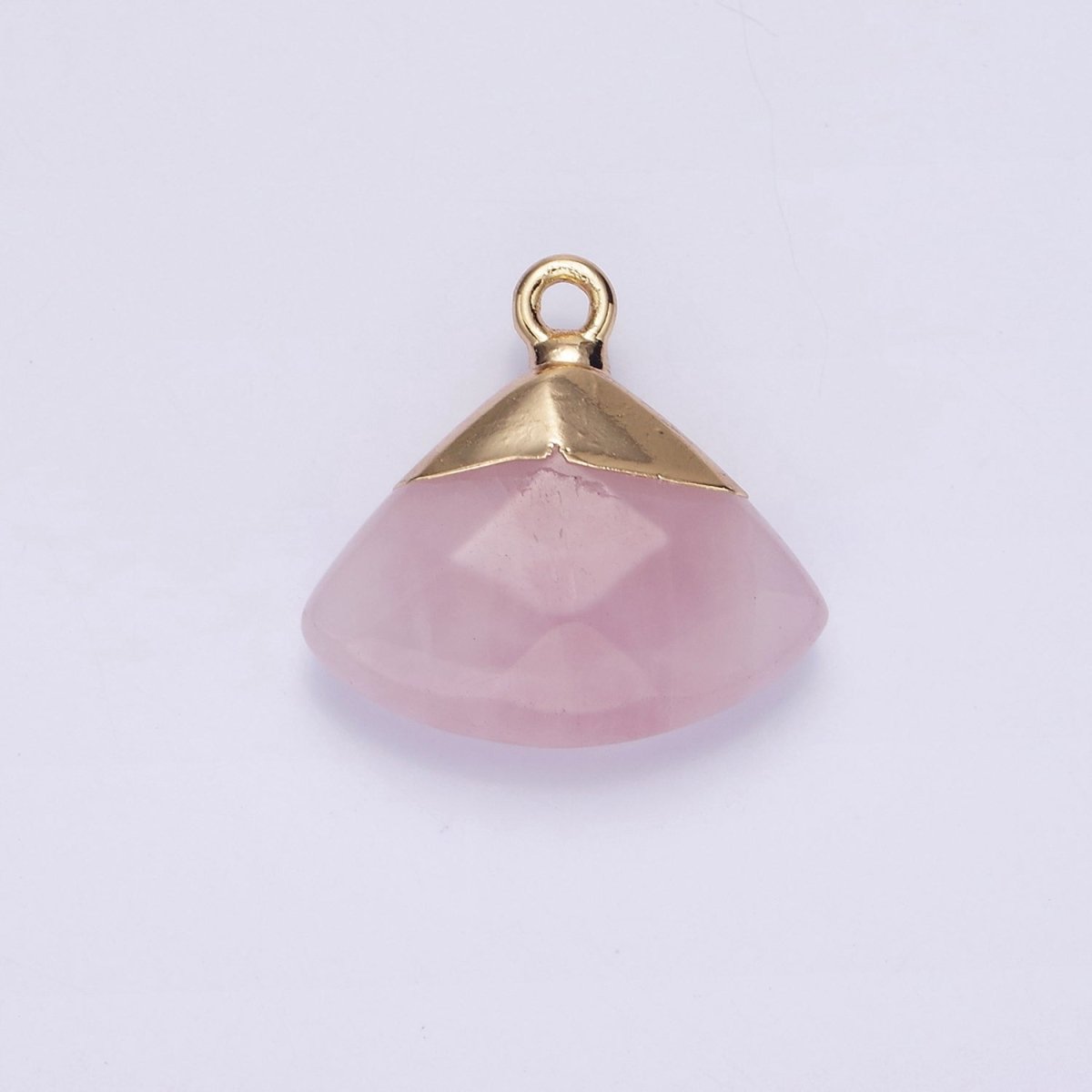 14K Gold Filled Amethyst, Aventurine, Rose Quartz, Clear Quartz, Amazonite Triangle Fan Molten Charm | N1737 - N1741 - DLUXCA