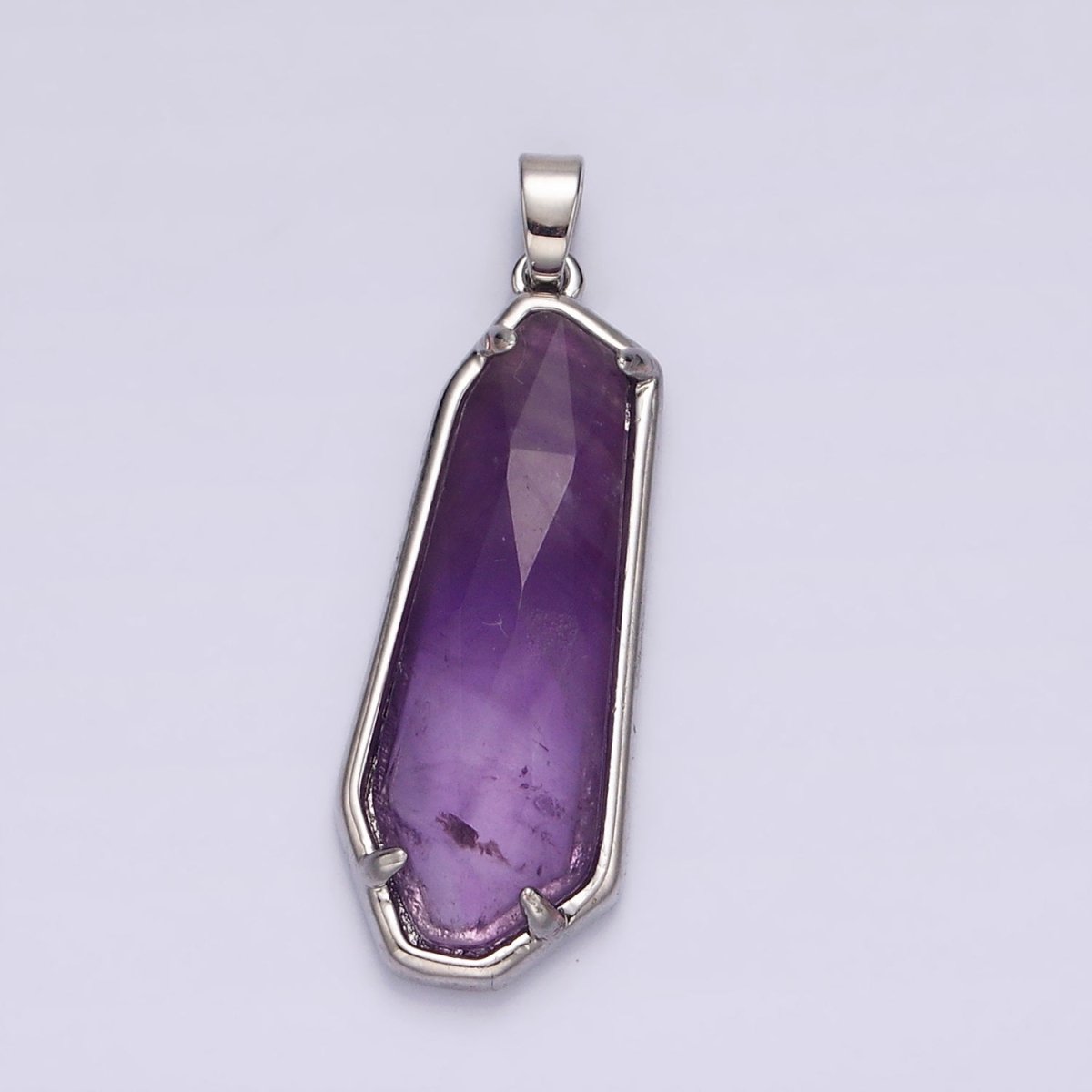 14K Gold Filled Amethyst, Labradorite Multifaceted Geometric Bezel Pendant in Gold & Silver | AH038 - AH041 - DLUXCA