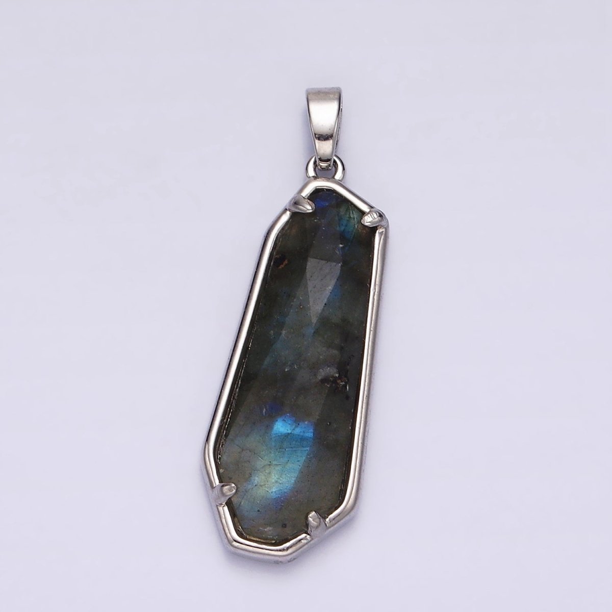 14K Gold Filled Amethyst, Labradorite Multifaceted Geometric Bezel Pendant in Gold & Silver | AH038 - AH041 - DLUXCA