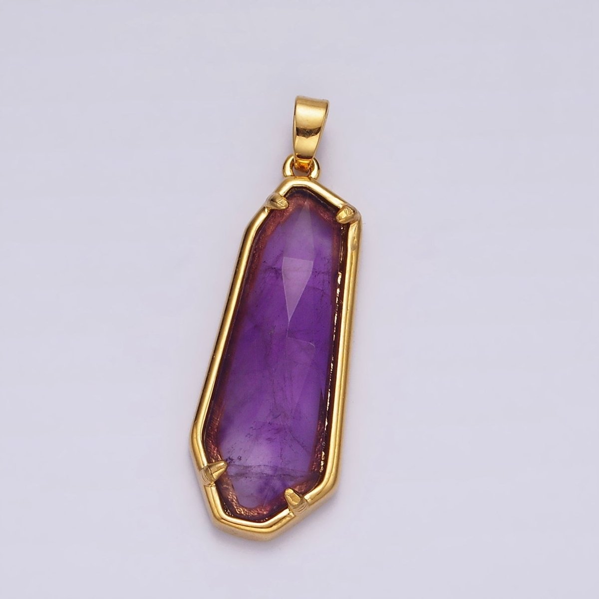 14K Gold Filled Amethyst, Labradorite Multifaceted Geometric Bezel Pendant in Gold & Silver | AH038 - AH041 - DLUXCA