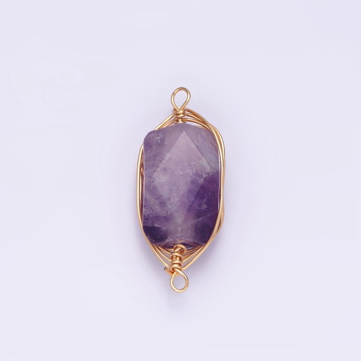 14K Gold Filled Amethyst, Prehnite, Amazonite, Clear Quartz, Rose Quartz Wire Wrapped Connector | G044 - G048 - DLUXCA